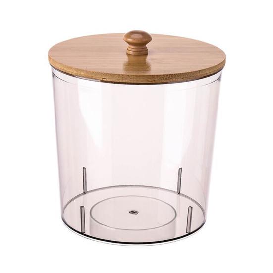 Wäscheperlen Aufbewahrungsbox mit Bambusdeckel Große Öffnung Acrylbehälter Waschpulverperlen Feuchtigkeitsgeschützter Organizer