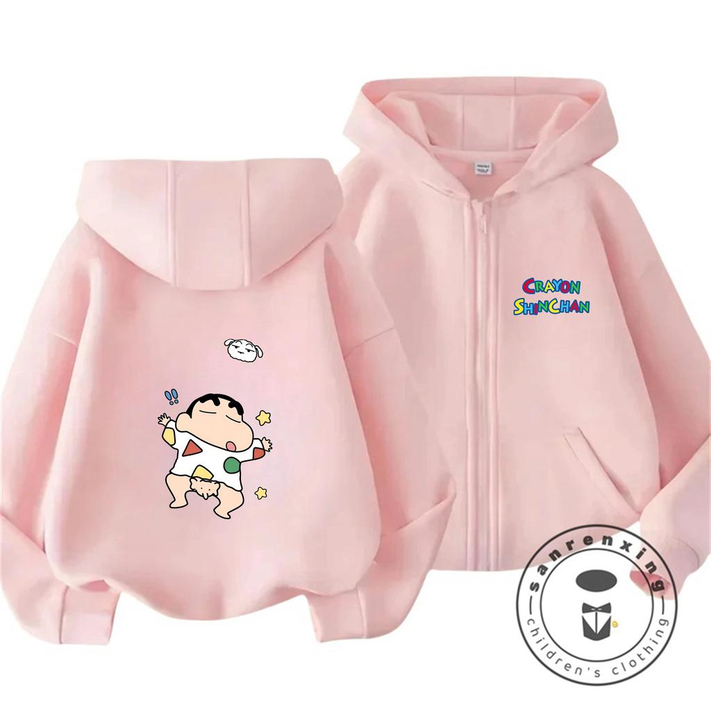 Kawaii Zipper Hooded Sweatshirt Street Fashion Cute Design Kids Wear Crayon Shin Chan 3 14
