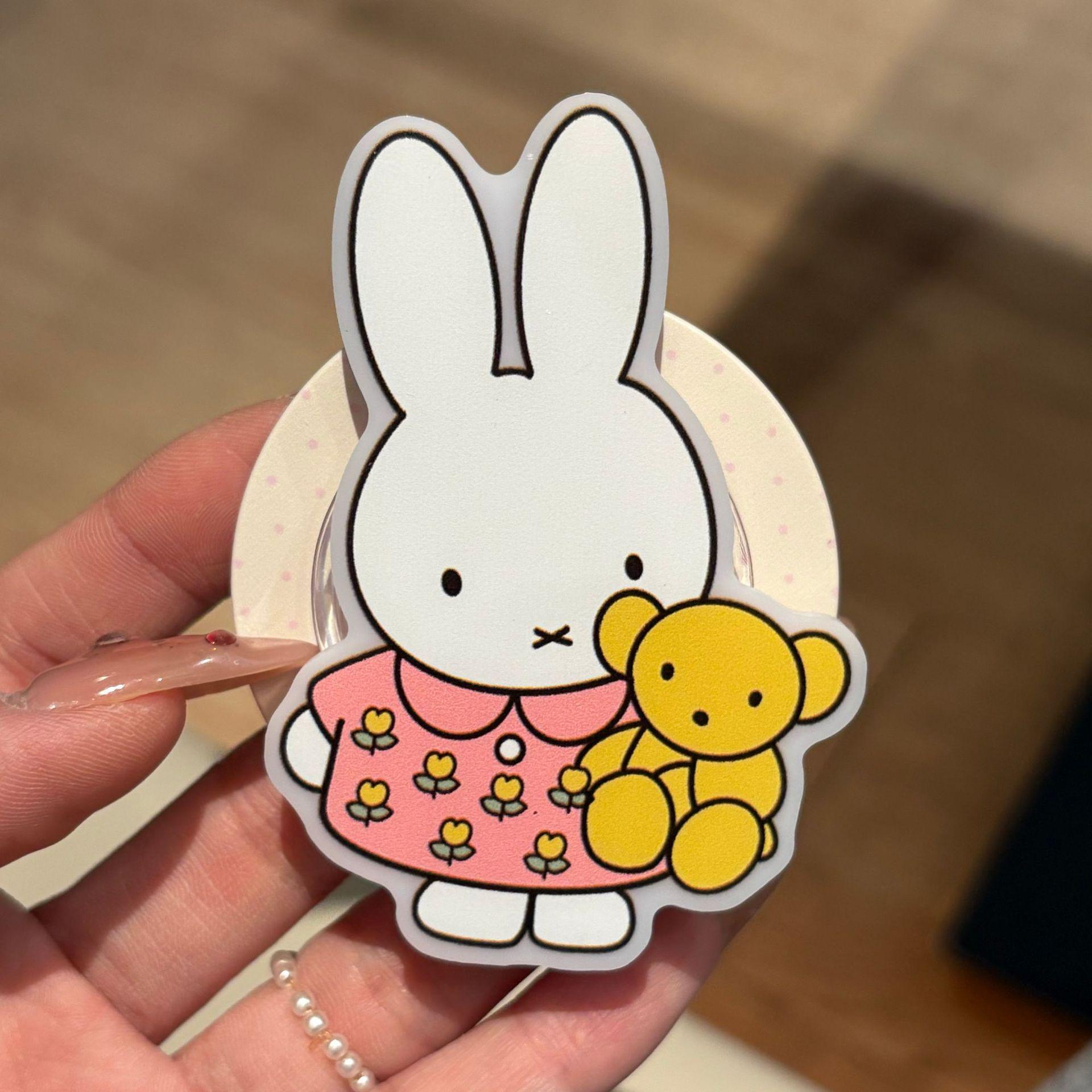 Magnetic Bear Pajamas Miffy Rabbit Stand & Phone Case - Cute Cartoon Desktop Accessory Compatible with MagSafe