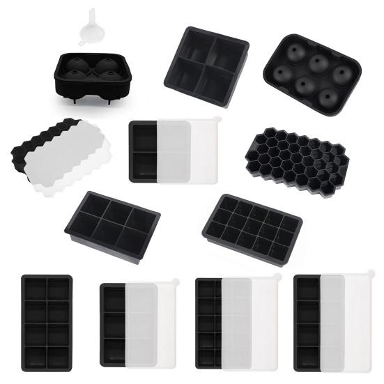 Silicone Ice Cube Trays with Lids Stackable Reusable Ice Cube Molds