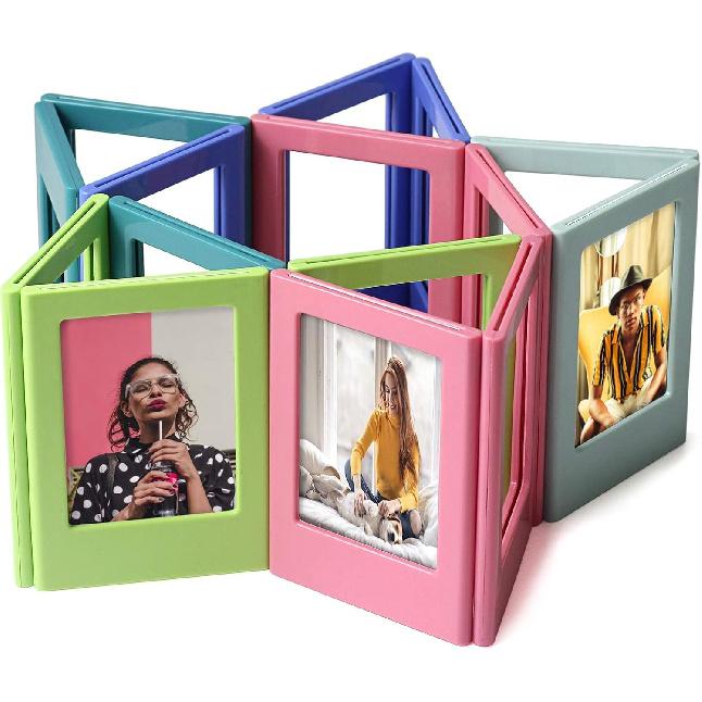 10 Pack Magnetic 2x3 Picture Frames For Fujifilm tax Mini Film, Cute Multiple Colorful Tiny Small 2 by 3 Inch Collage Photo Display Bulk Set For