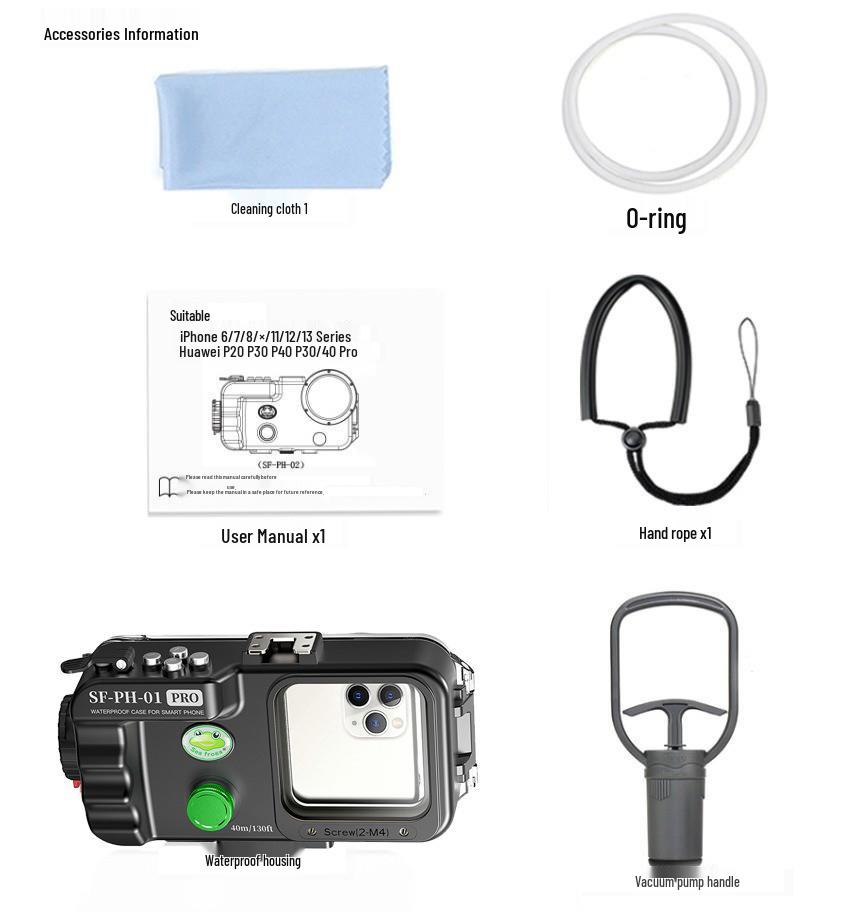 Sea Frog Universal Waterproof Phone Case for Diving and Swimming, Compatible with Android and Apple, 40m Depth Protection.