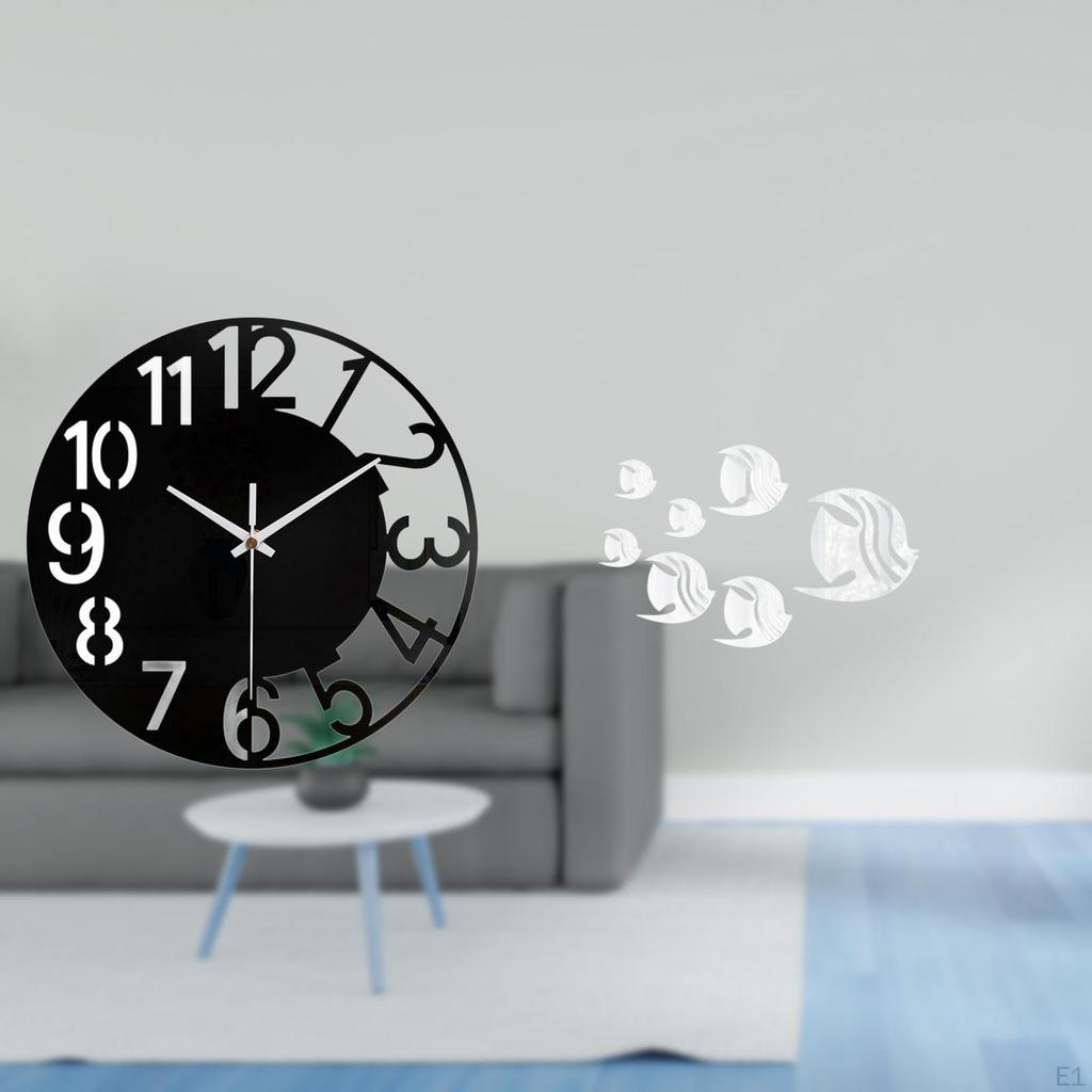 Acrylic Mirror Wall Clock Decorative Silent Easy to Read Simple Round Big Removable Art for
