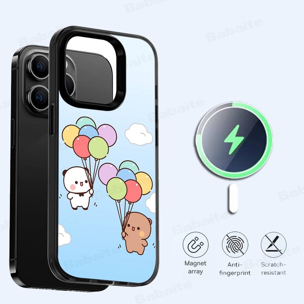 Cute Bubu Dudu Cartoon Black For Magsafe Magnetic Phone Case For IPhone 16 15 17 Pro Max 11 12 13 14 Plus Cover