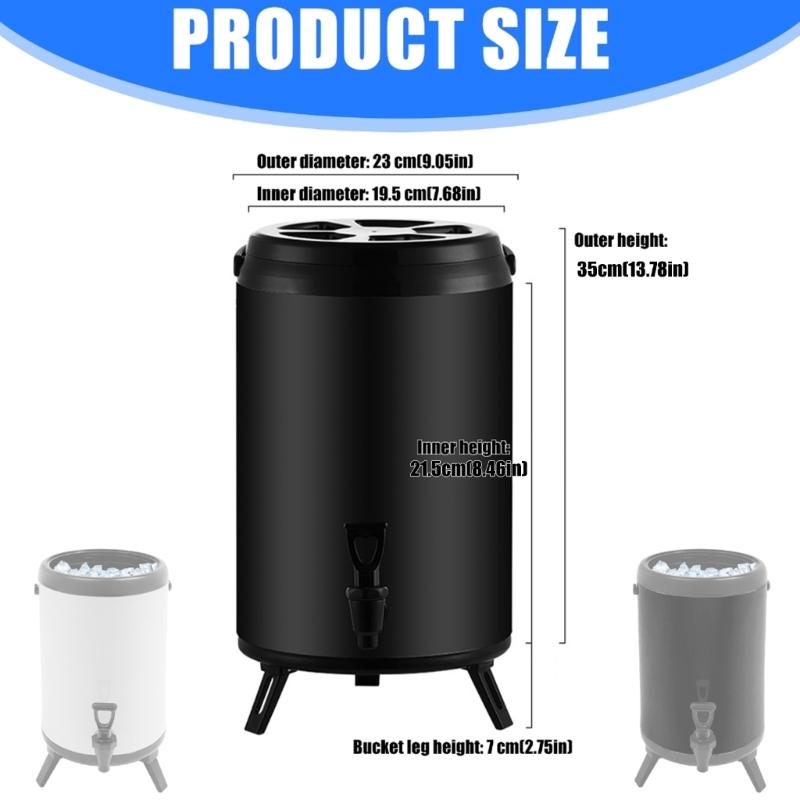 Large Capacity 8 Liter Warm Drink Container With Comfortable And Escape Immune Plan White Metal