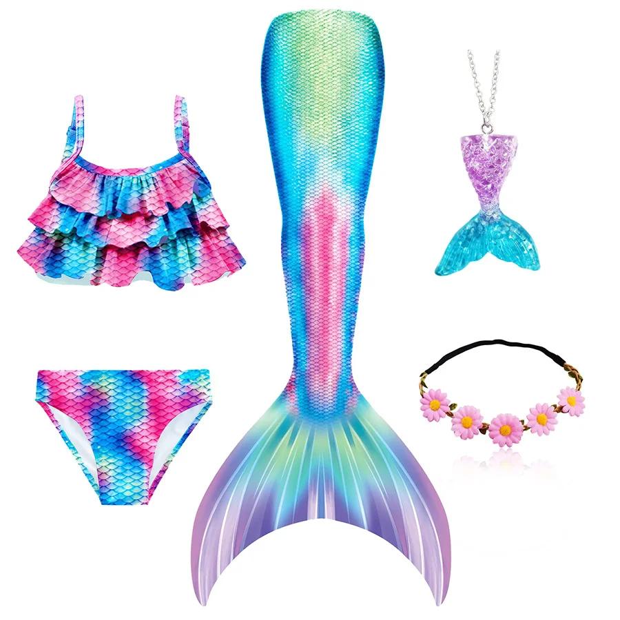 Dívky Ocas mořské panny do bazénu Plavky s ocasem mořské panny Bikini Plavky Halloweenský kostým Cosplay Lze přidat monoploutev