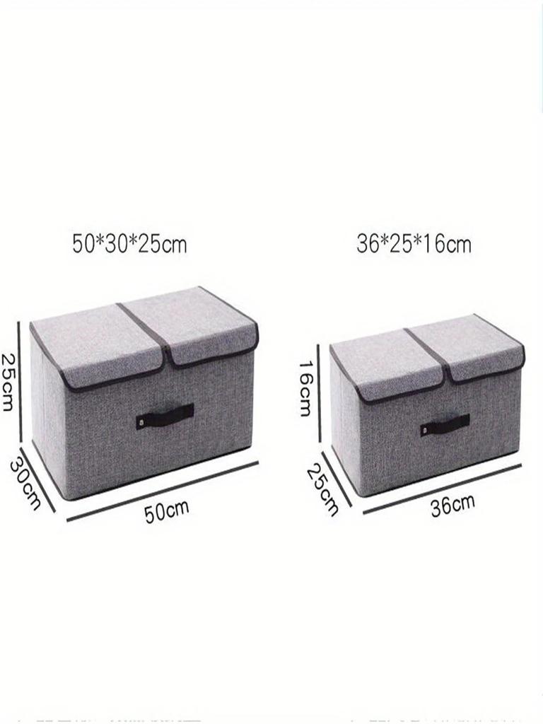 Foldable Cotton Linen Double Cover Storage Box Dormitory Organizer Underwear Drawer with Lid for Home Organization