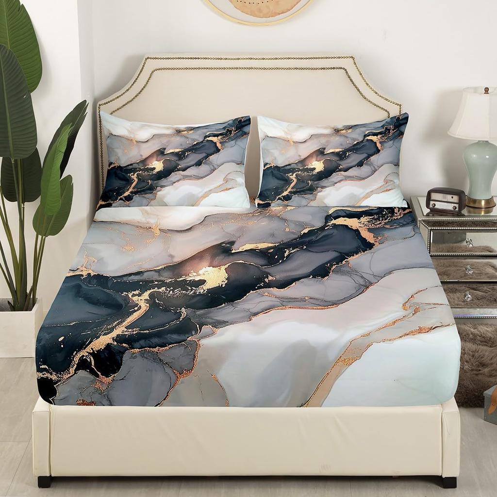 Black Marble Pattern Sheet Four-piece Bedding Set Bedroom Room Dormitory Bedding Decoration