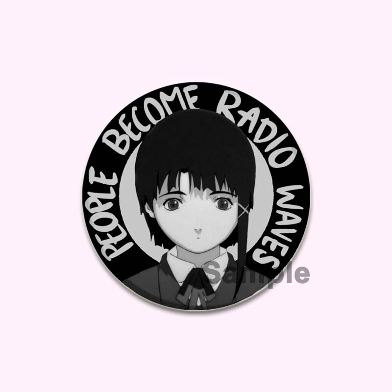 Anime Serial Experiments Lain 32/44/58mm Simple Button Pin Snap In Design Cartoon Brooches Daily Stylish Ornament Handmade Badge