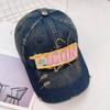 Denim Retro Washed Baseball Cap With Letter Embroidery Design For Use Outdoor