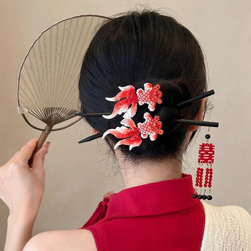 Chinese New Year Hair Clips New Year 2025 Headband Koi Carp Koi Fish Hairpin Kids Chinese Spring Festival Hair Headwear