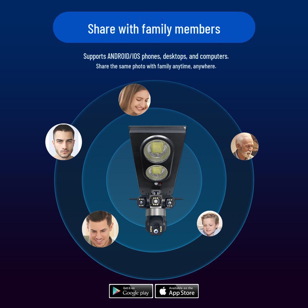 V380 Outdoor Smart Cam: Solar-Powered, Network-Free, Full-Color, Remote-Controlled, Triple-Screen, Courtyard Street Light