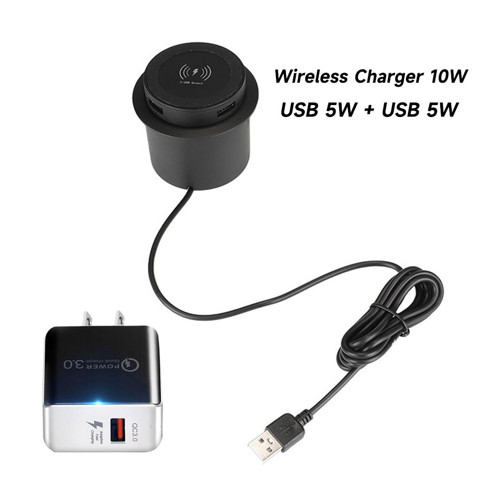 46W Furniture Desktop Embedded Table Wireless Charger Station QC3.0 USB Type C PD Fast Charging For iPhone 13 14 12 Samsung S23