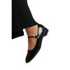 Where's That From Womens/Ladies Minsk Patent Leather Buckle Detail Low Heel Pumps