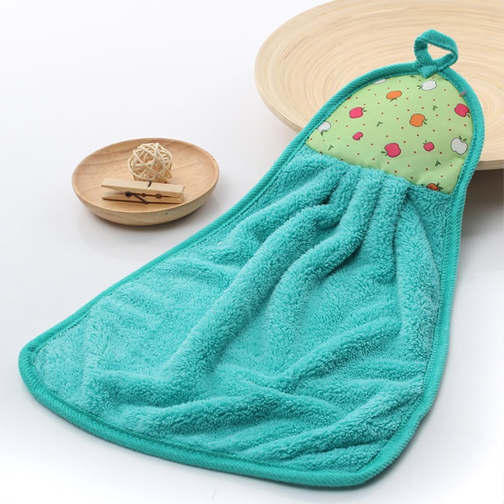 3Pcs Microfiber Hanging Hand Towels with Loop Quick Dry Small Towel Set Absorbent Coral Fleece Soft Thick Dish Cloth Reusable Cleaning Rags for