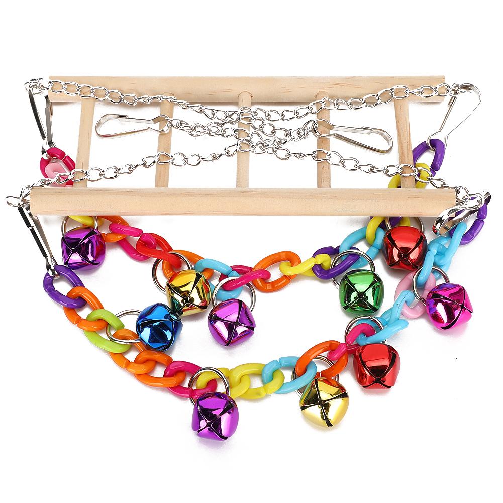Pet Small Birds Parrot Acrylic Chain Ladder Hanging Bridge Swing Bite Climbing Toy with Bells