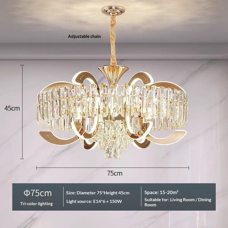 Crystal Pendant Light, High-end and Atmospheric Villa Living Room Dining Room Pendant Light Hall Main Light
