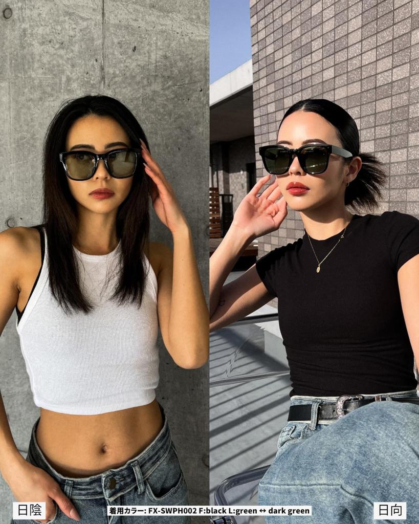 [Flex] Photochromic and Polarized Square Wide Sunglasses (black, Green, Dark Green) Brand Women's Men's Popular Stylish Fashion Glasses UV Protection
