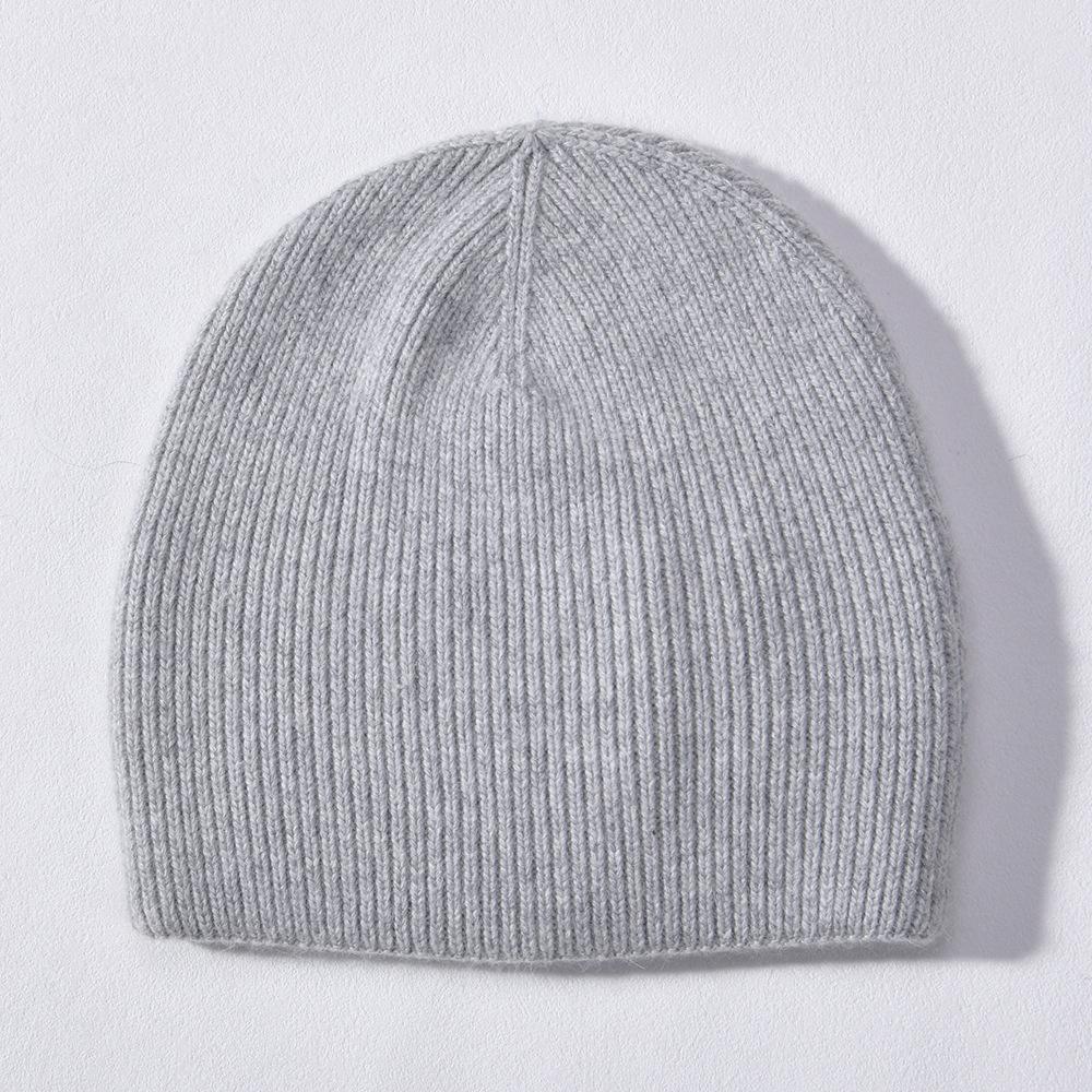 Solid Color Striped Cold Hat Knitted Hat European and American Fashion Rabbit Velvet Men and Women Simple and Versatile Soft Waxy Warm Wool Hat