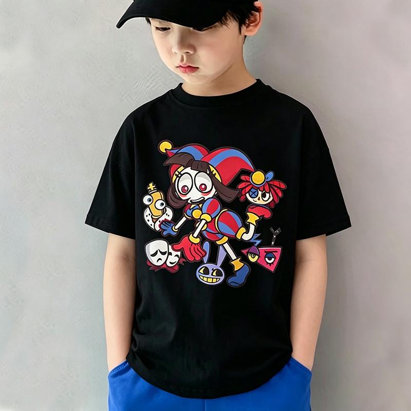 2026 Hot Selling Magical Digital Circus Printed Children's Short Sleeved T-shirt Suitable for Boys and Girls Summer Wear