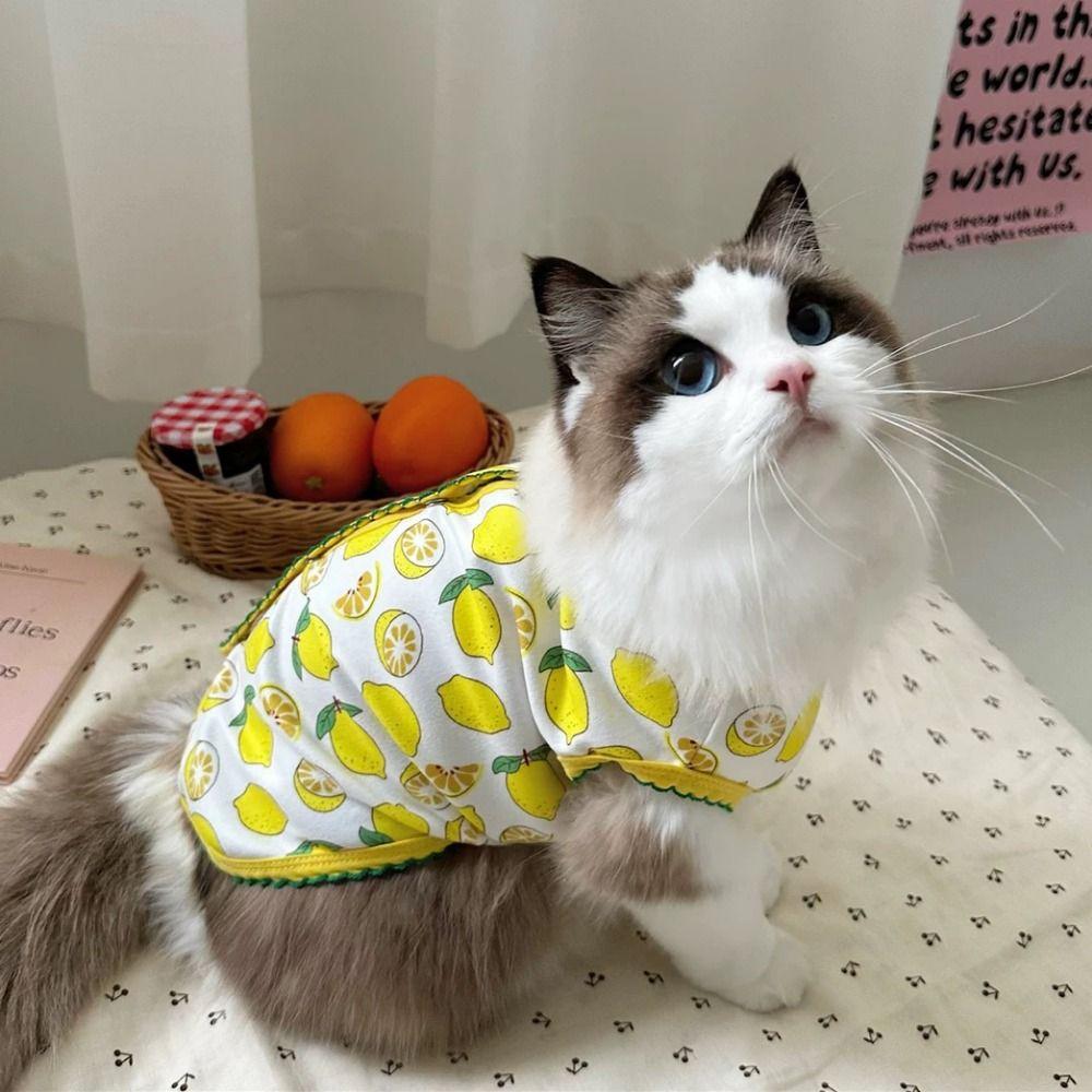 

Soft Cat Vest Thin Design Pet T-shirt Pet Clothing Pet Shirt Small Animal S жовтий