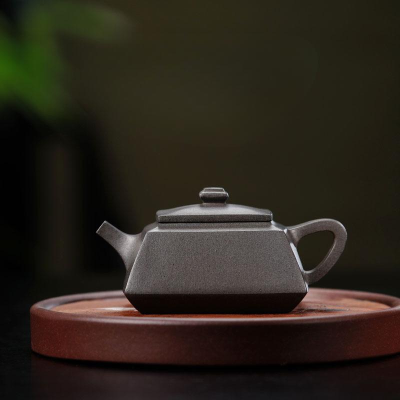 140ml Aesthetic Yixing Purple Clay Teapots Handmade Pot Raw Ore Steel Grey Section Mud Kettle Chinese Zisha Tea Set Tableware