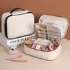 Square Detachable Makeup Bag PU Leather Zipper Cosmetic Bag Compartmentalized Storage Waterproof Makeup Bag Storage Bag