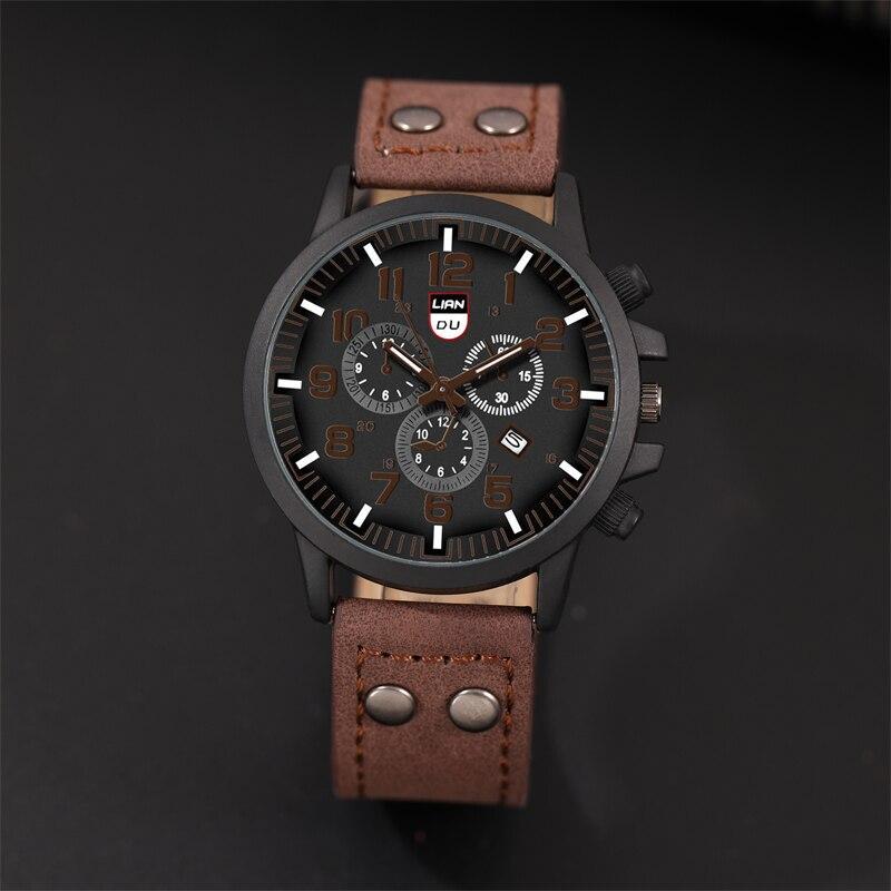 Reloj Hombre Fashion Mens Watches Luxury Men Casual Leather Quartz Watch Male Military Calendar Wristwatch Relogio Masculino