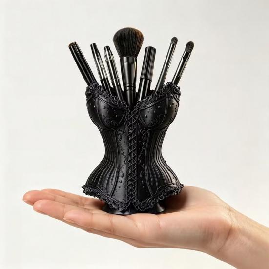 Dressing Table Storage Gothic Corset Pen Holder, 3D Printed Vintage Dark Makeup Brush Creative Office Supplies Decorative Desk Organizer for