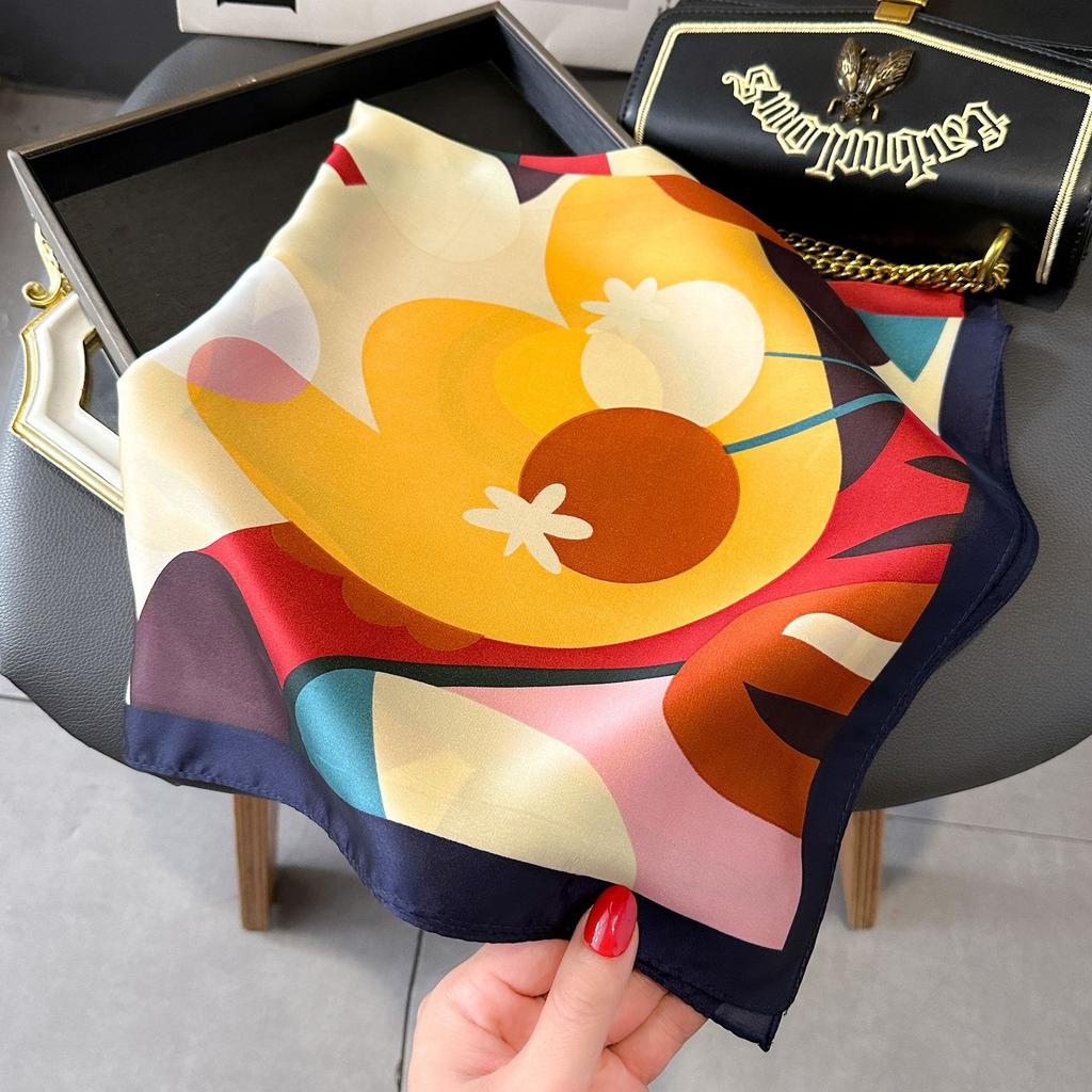 Fashion Print Silk Hairbands Scarf Women  Spring New Elagant Floral Bandana Neck Kerchief Head Bands Foulard Female Scarfs