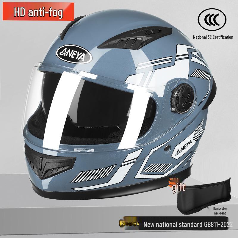 New 3C-Certified Full Face Motorcycle Helmet - Double Lens, All-Season, Cool, Cold-Proof, Rain-Proof, Unisex.