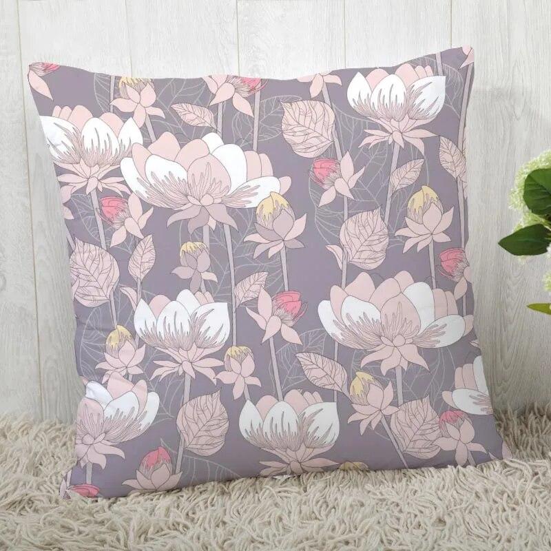 Pillowcase Flower Pattern Square  Christmas Zipper
