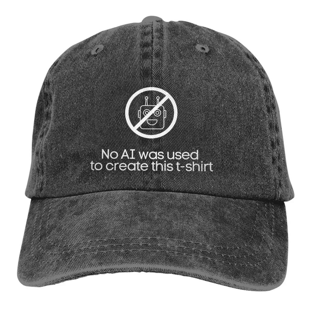 Washed Men's Baseball Cap AI Vs Human No Trucker Snapback Cowboy Caps Dad Hat ChatGPT Golf Hats
