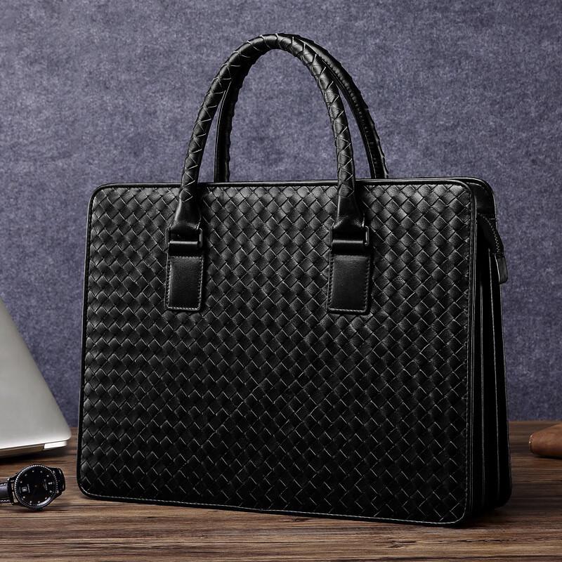 

SCHWARZETIENNE Men s Hand-Woven Leather Business Briefcase 13.1-14 inch Laptop