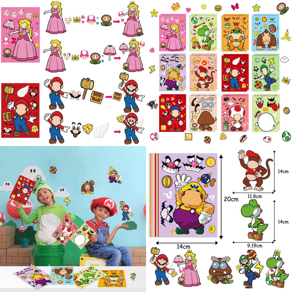 Super Mario Cartoon Stickers Fun And Interactive Puzzle Stickers For Parent-child Bonding