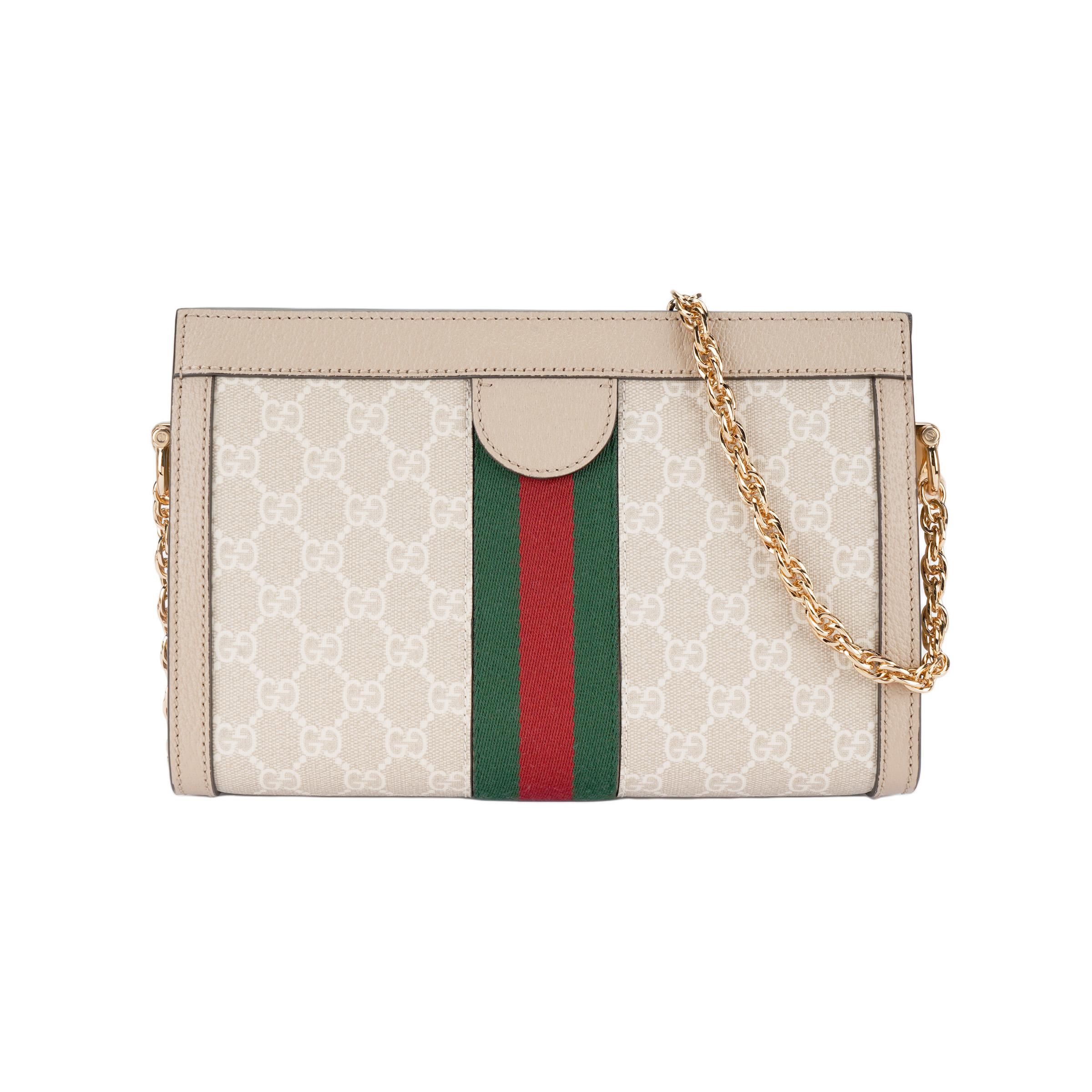 

Gucci Ophidia GG Supreme Chain Shoulder Bag Beige White Leather Red Green Web Stripe Crossbody Handbag for Women Daily Commute 503877-UULAG-9682 Basic Set (Bag+Dust Bag)
