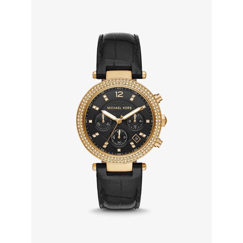 

Мужские часы Michael Kors Oversized Parker с паве, золотистого тона и тисненой кожей MK6984 золотой