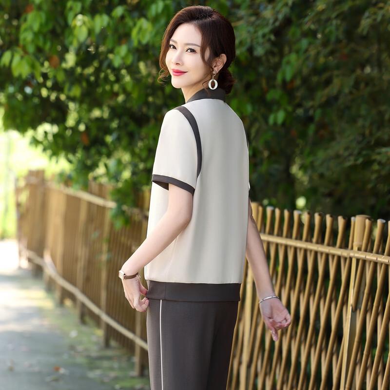 YUZHAOLIN Mid-Aged Women's Summer T-shirt & Pants Set