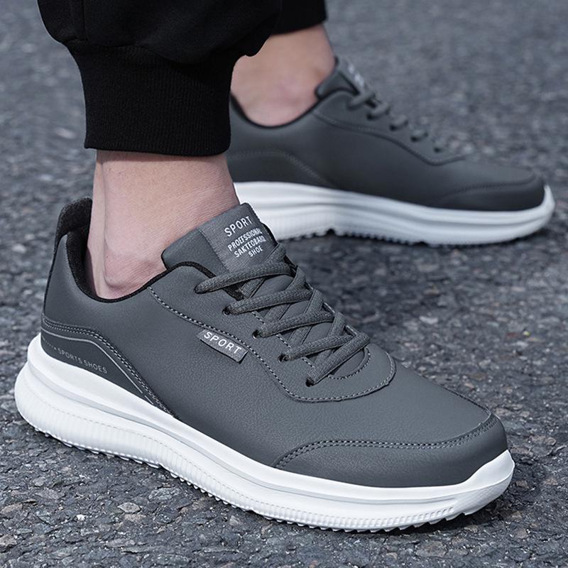 Extra Large Men's Waterproof Leather Sneakers - Sizes 45-48, Ideal for Rain, Spring, and Kitchen Work