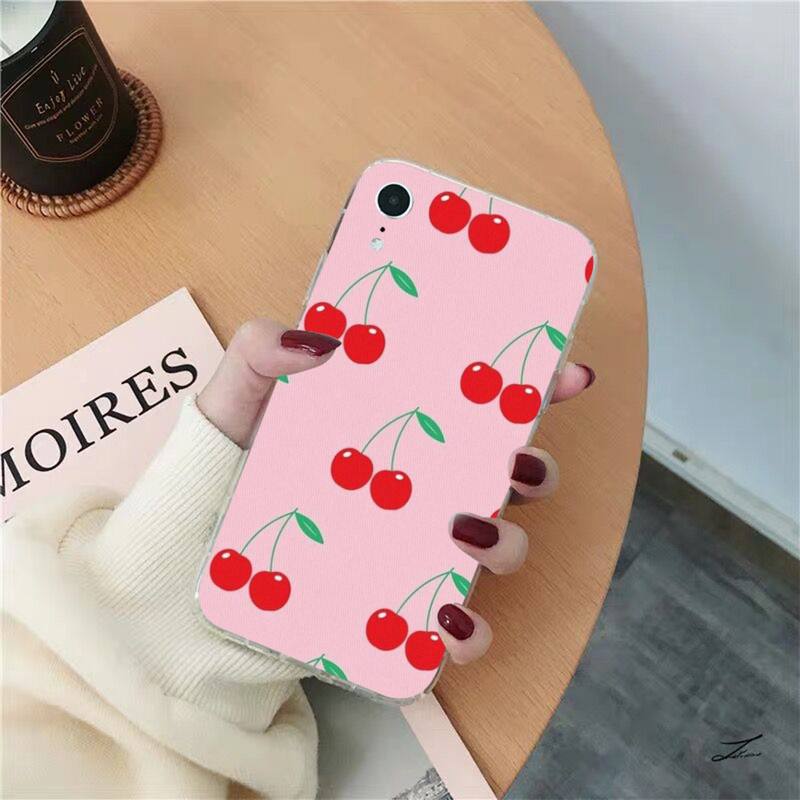 Food fruit red pomegranate and Cherry Phone Case for iPhone 13 11 12 pro XS MAX 8 7 6 6S Plus X 5S SE 2020 XR case
