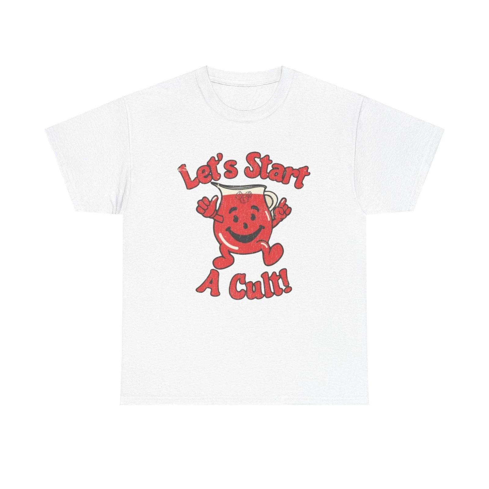 Let s Start A Cult Funny Graphic T-Shirt Unisex Heavy Cotton Tee Gift NEW S