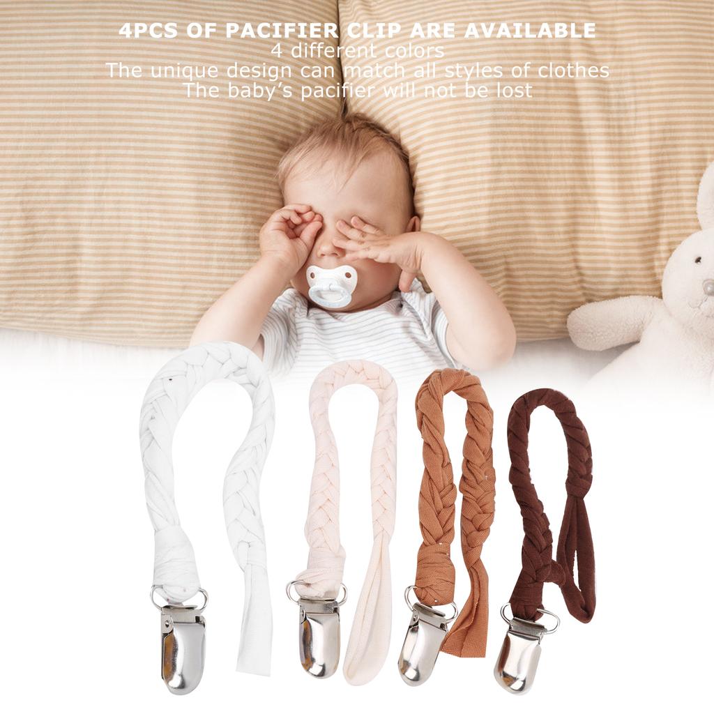 4pcs Baby Knitted Pacifier Clip Portable Infant Pacifier Chain Holders Accessory