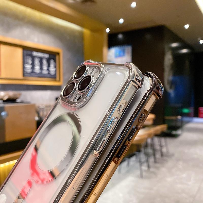 Luxuriöse, stoßfeste Panzerung für die kabellose Magsafe-Ladehülle für das iPhone 15 14 Plus 13 12 11 Pro Max, klare magnetische Abdeckung