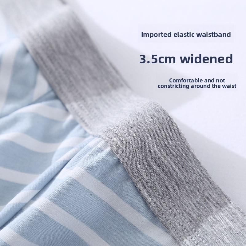 Plus Size Men's Spring and Summer Cotton Striped Loose Breathable Sports Mid Waist Flat Angle Briefs