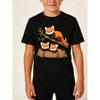 Boys Crewneck Short Sleeve T-Shirt, 3 Orange-Red Pandas Natural Healing Print Soft Playful Summer Tee