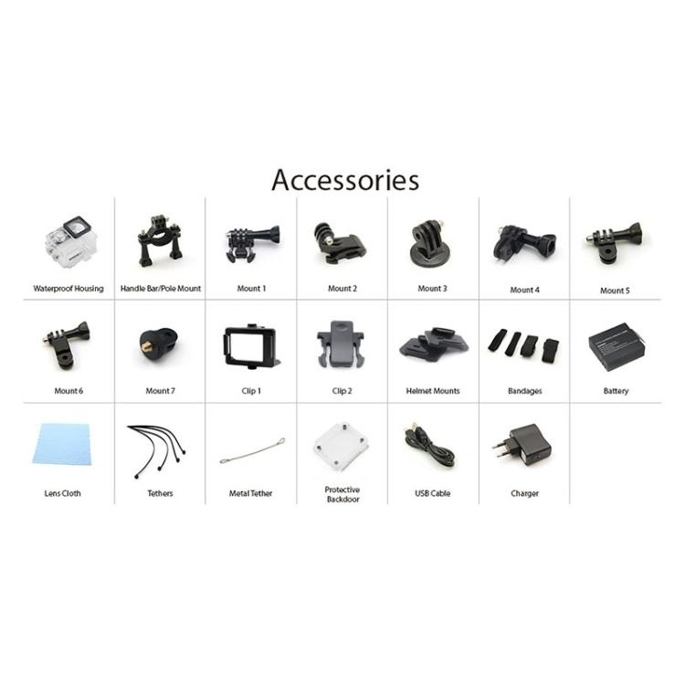 H9 4K Ultra HD1080P 12MP 2 Inch LCD Screen WiFi Sports Camera, 170 Degrees Wide Angle Lens, 30m Waterproof