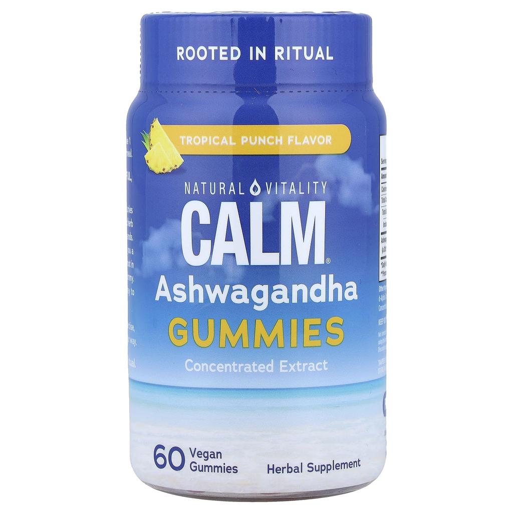 Natural Vitality, Calm®, Ashwagandha Gummy Jelly, Tropical Punch, Vegan Gummy Jelly 60 Pieces