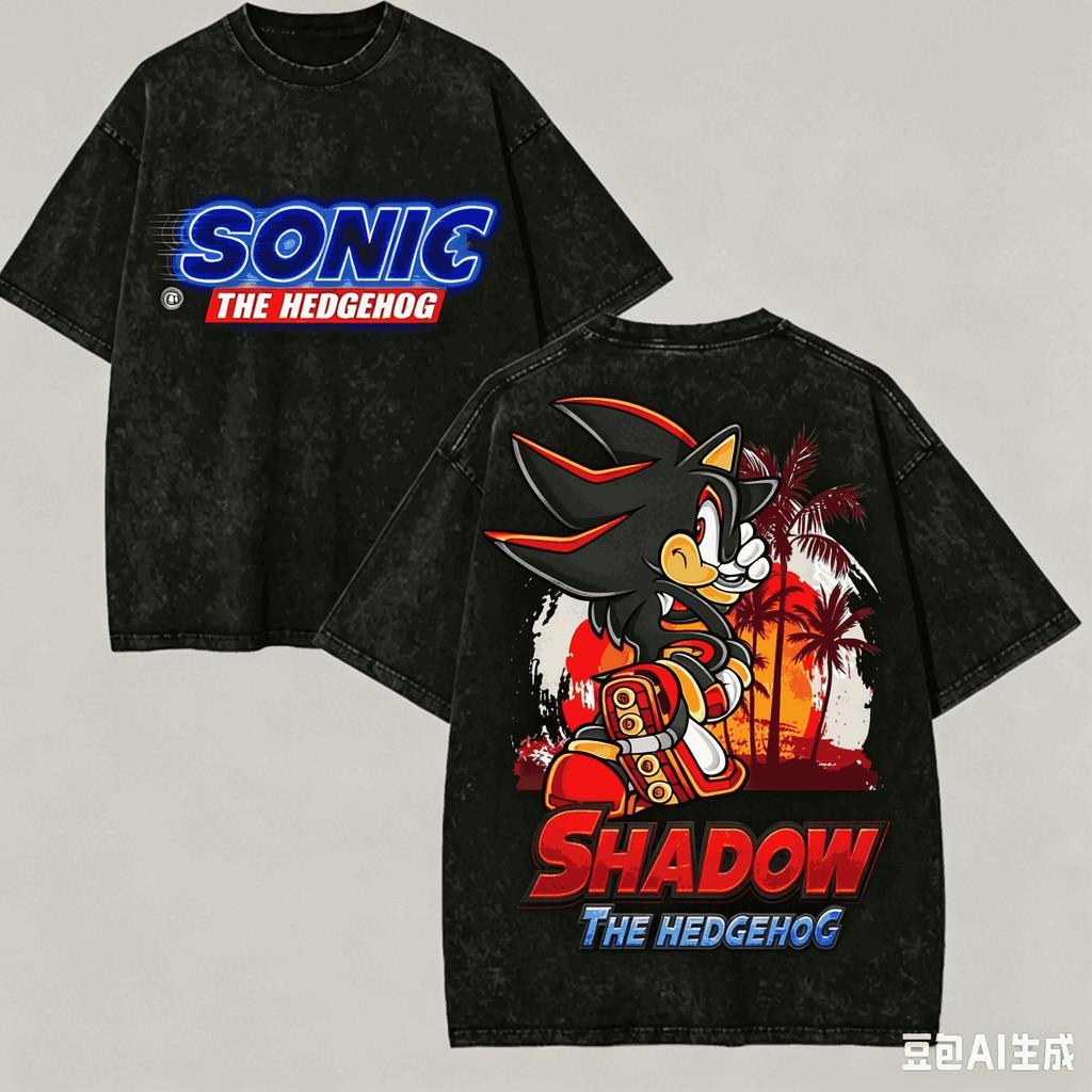 sonic the hedgehog Washed T-shirt Anime Lover Harajuku New Model Oversized Vintage Loose Classic Unisex Streetwear high quality