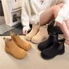 Coarse Heel Short Boots Women's Spring Frosted Leather Chimney Children's New Heightening Chelsea Boots Retro Inner Thick-soled Martin Boots