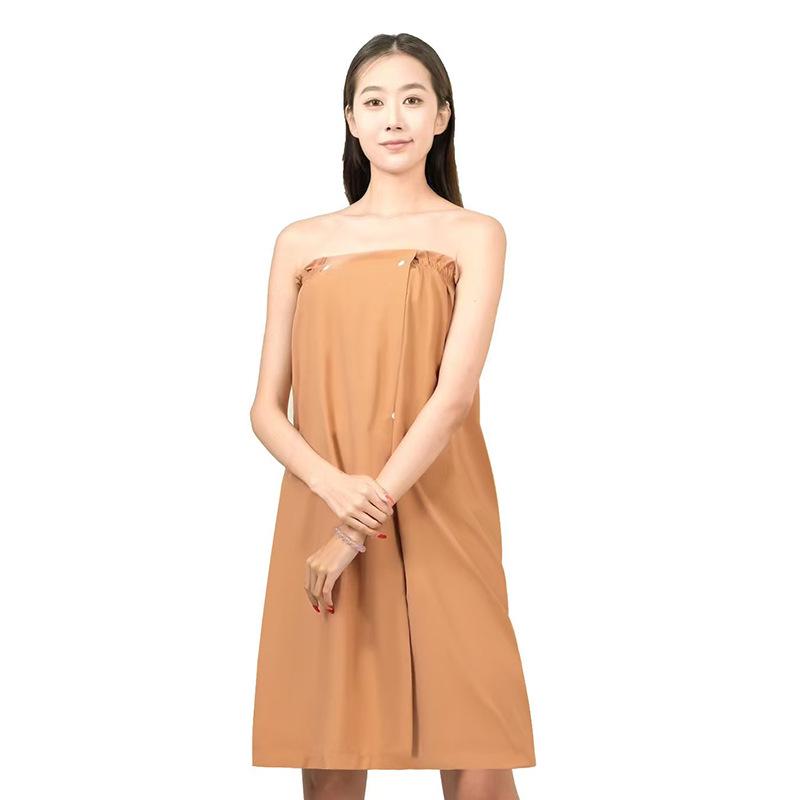 Women's Cotton Bathrobe: Absorbent Wraparound Bandeau Dress